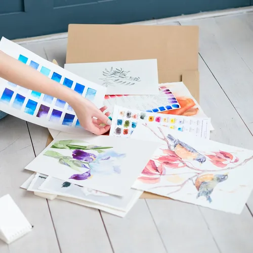 Miniatura 6 de TecUnite 60 hojas de papel de acuarela a granel, almohadilla de color de agua de prensa en caliente para pintar medios húmedos, papel de dibujo