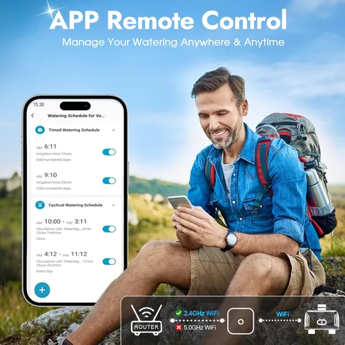 Miniatura 2 de WiFi Water Timer for Garden Hose with Brass Inlet,Smart Hose Timer with WiFi Hub, APP & Voice Control,Up to 20 Watering Plans, 2-Zone Sprinkler Drip
