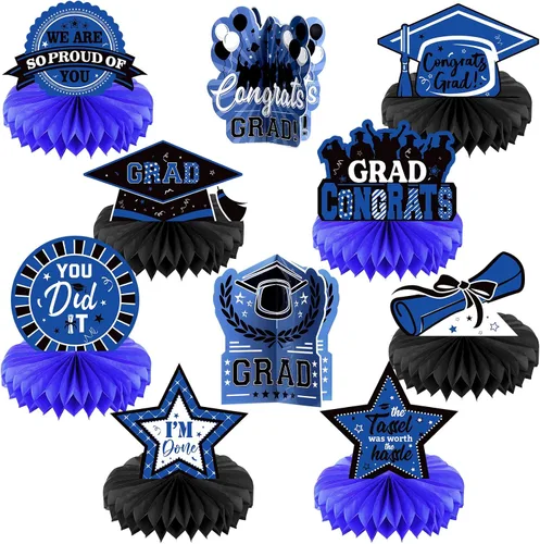 Yisong 10 piezas de decoraciones de mesa de graduación azules 2026, centros de mesa de graduación para mesas, centros de mesa de graduación de clase