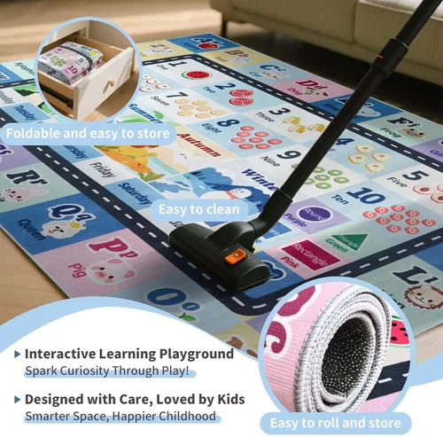 Miniatura 4 de Alfombra ABC infantil para sala de juegos, alfombra del alfabeto para el aula, alfombra lavable para habitación de bebé, sala de juegos, dormitorio