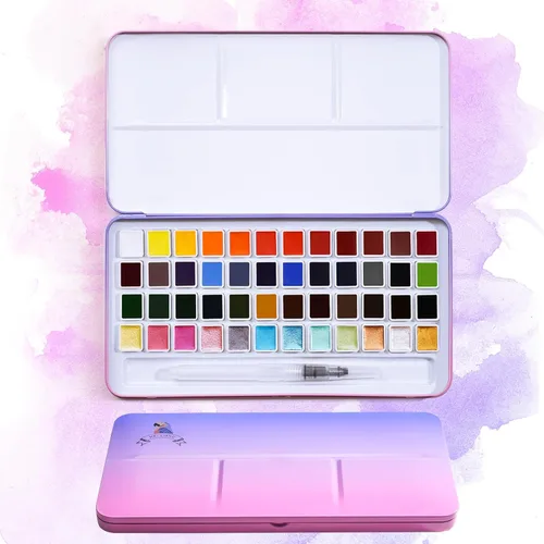 Miniatura 11 de Juego de acuarelas MeiLiang, 36 colores vívidos en caja de bolsillo con anillo de metal y pincel de acuarela, perfecto para estudiantes