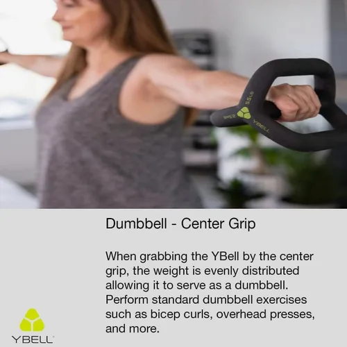Miniatura 3 de TRX YBell Arc Series 3 en 1 - Equipo de entrenamiento de pesas rusas, mancuernas y barra de empuje Antideslizante, antioxidante, recubierto