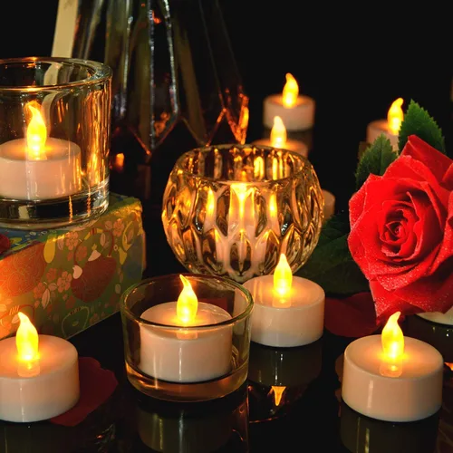 Miniatura 4 de Dura 2 veces más velas sin llama [50 unidades, pilas incluidas], velas de té realistas, velas brillantes parpadeantes, velas sin perfume que