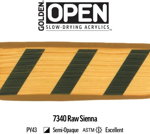 Miniatura 6 de GOLDEN OPEN Acrílicos de secado lento, Siena cruda, tubo de 2 fl oz, Pintura acrílica profesional, semiopaca Tierra de sierra natural