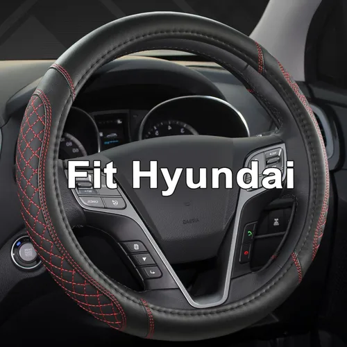Miniatura 12 de Funda para volante West Llama de fondo plano para Hyundai, funda para volante en forma de D para Tucson, Sonata, Elantra, Santa Fe, Genesis, Sonata