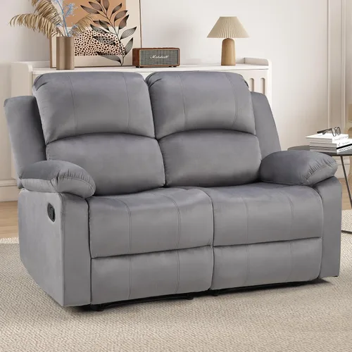 Miniatura 24 de CANMOV Juego de sillas reclinables manuales de 2, sofá individual de tela suave y tapizado para sala de estar y dormitorio, mecanismo reclinable