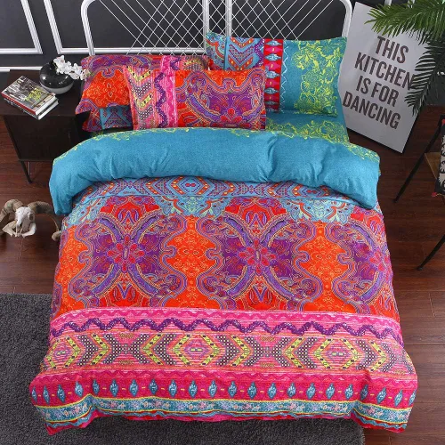 Miniatura 2 de WONGS BEDDING Juego de edredón bohemio tamaño Queen, juego de edredón alternativo bohemio reversible de microfibra ultrasuave, 3 piezas