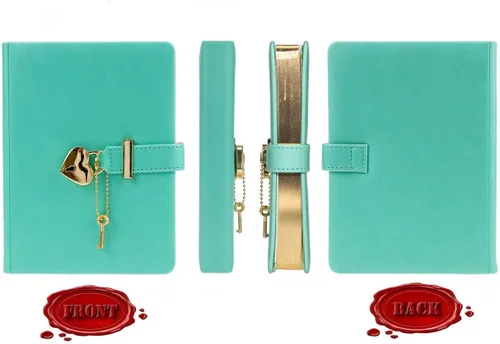 Miniatura 6 de Diario con cerradura en forma de corazón con llave, cubierta de cuero PU, organizador personal, cuaderno secreto para niñas y mujeres, tamaño B6