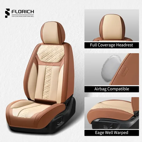 Miniatura 4 de FLORICH Fundas de asiento delantero, 2 piezas, fundas de asiento para automóviles, fundas de asiento universales de cuero de lujo, accesorios