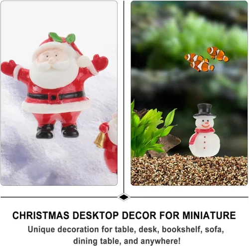 Miniatura 9 de DOITOOL Juego de 10 mini figuras de Papá Noel en miniatura de Navidad, 1.57 pulgadas, diminutos adornos de estatua de muñeco de nieve de Papá Noel