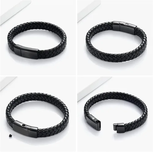 Miniatura 4 de Imrsanl Pulsera de urna de cremación para cenizas para mujeres y hombres, pulsera de urna de cuero trenzado conmemorativo para cenizas humanas