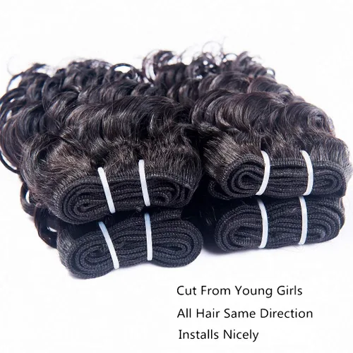 Miniatura 9 de Extensiones de cabello humano brasileño ondas profundas 4 paquetes 50 g 20 cm 10A rizado corto y esponjoso, onda profunda cosida en remmy, cabello