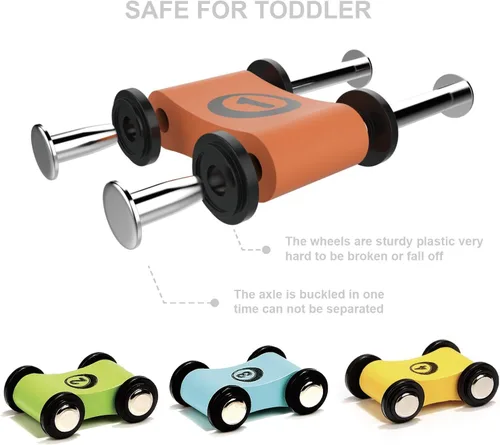 Miniatura 6 de TOP BRIGHT Juguete de rampa de coche para regalos de niños de 2 a 3 años, juguete de pista de carreras para niños de 18 meses con 4 autos de madera