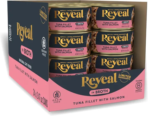 Miniatura 17 de Reveal Alimento húmedo natural para gatos, 24 unidades, sin granos, alimento enlatado de ingredientes limitados para gatos, atún con algas marinas