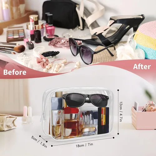Miniatura 2 de 24 bolsas de aseo transparentes, bolsa de cosméticos para organizador de maquillaje de viaje, bolsa aprobada por la TSA, multicolor, mediana