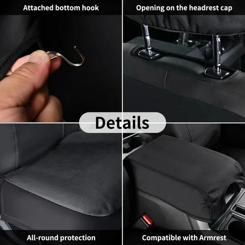 Miniatura 4 de Coverado Fundas de asiento delantero, protector de asiento de lona impermeable para cojines de asiento de automóvil para niños y perros, compatible