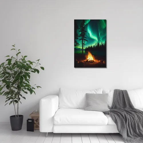 Miniatura 2 de LZIMU Aurora Borealis - Arte de pared, decoración de baño, bosque y montaña, lienzo con marco (Aurora-1, 12.00 x 18.00 pulgadas)