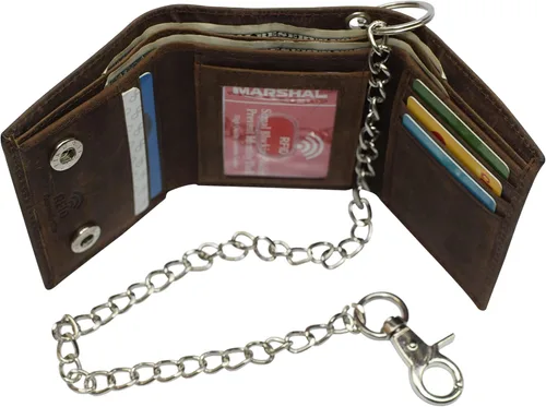 Miniatura 3 de Billetera de cuero vintage con bloqueo RFID para hombre, con cierre a presión