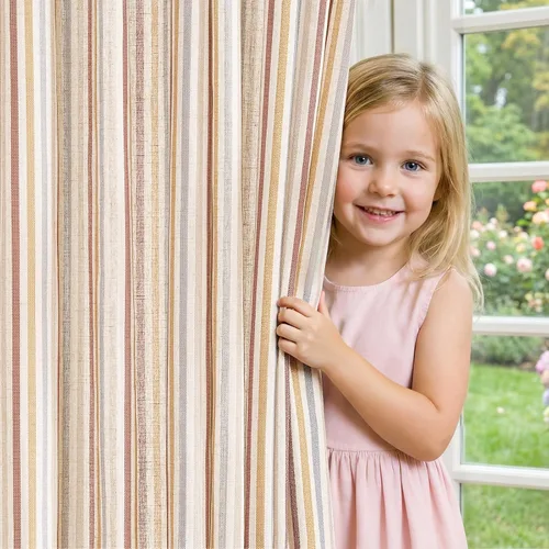 Miniatura 19 de JINCHAN Cortinas de lino para sala de estar o dormitorio, con estampado a rayas verde salvia sobre beige, rayas delgadas que filtran la luz