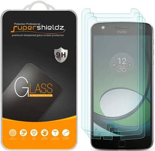 Supershieldz Protector de pantalla de vidrio templado diseñado para Motorola Moto Z Play y Moto Z Play Droid, antiarañazos, sin burbujas