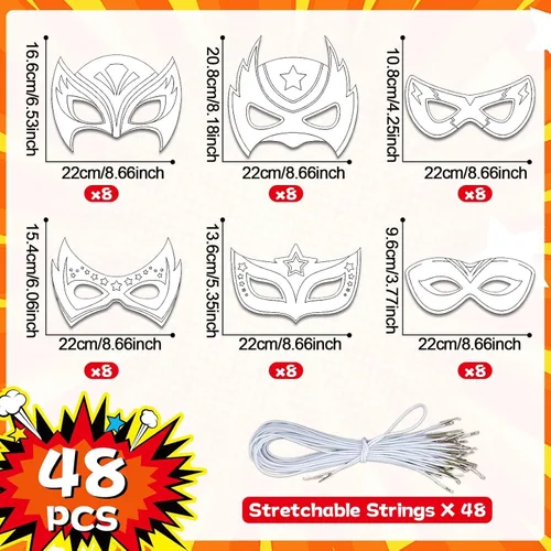 Miniatura 2 de chiazllta 24 Piezas Colorea Tu Propia Máscara de Héroe Manualidades Recuerdos de Fiesta de Héroe para Niños Kits de Fabricación de Máscaras de Papel