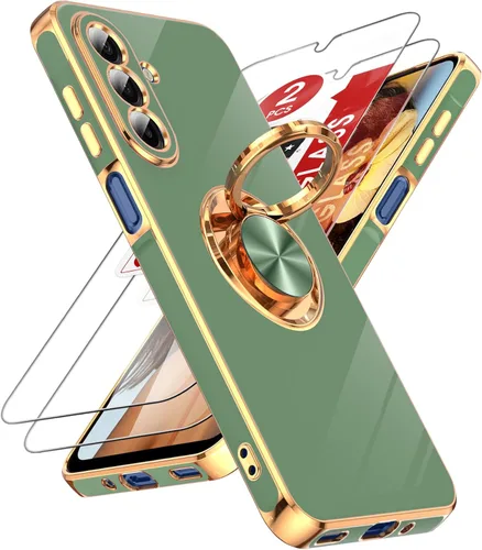 Miniatura 103 de LeYi Funda para Samsung Galaxy S22 Ultra con soporte de anillo giratorio de 360°, soporte magnético, chapado en oro rosa, borde protector para Negro