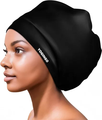 Miniatura 10 de Gorro de natación extra grande para mujeres y hombres, adultos, jóvenes, gorro de natación de silicona impermeable para cabello muy largo, cabello