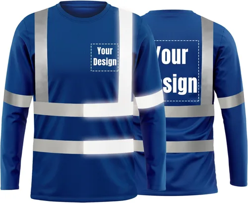 Miniatura 13 de La alta visibilidad reflexiva de las camisetas de la seguridad del logotipo de encargo Hola Vis de Verde neón