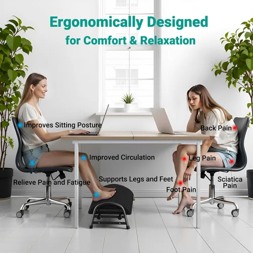 Miniatura 4 de YEASHEIN Reposapiés ajustable para debajo del escritorio en el trabajo, reposapiés ergonómico debajo del escritorio con 6 posiciones, taburetes