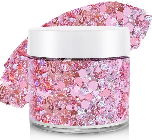 Miniatura 17 de Gel de purpurina blanca para la cara, purpurina corporal de sirena, festival, rave, carnaval, Halloween, cabello, lentejuelas para el cabello