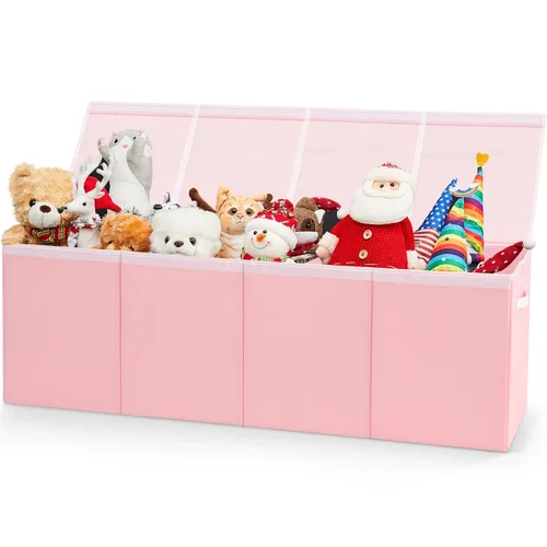 Miniatura 9 de Patelai Caja de juguetes extra grande con tapas, de 4/3 rejillas, pecho grande, plegable, para niños, niñas, sala de estar, guardería, sala de serie