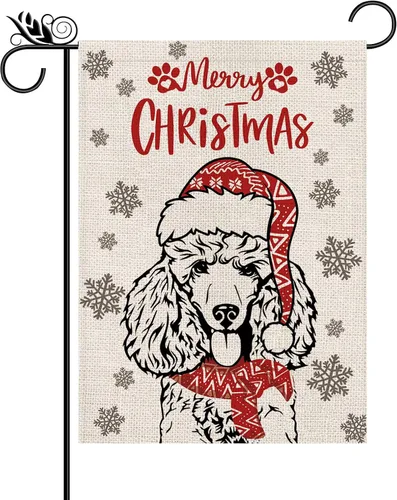 Miniatura 9 de Sombrero de bandera de jardín de Navidad, perro chihuahua con bufanda, decoración navideña de invierno, vacaciones, arpillera, vertical, doble cara