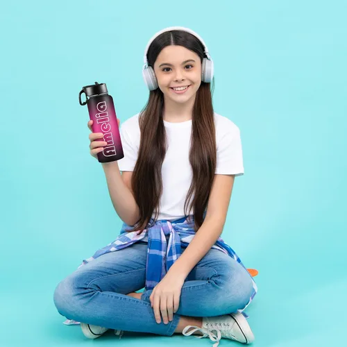 Miniatura 7 de Botellas de agua personalizadas con nombre, botella de agua de acero inoxidable con aislamiento de doble cara con pajilla, termo personalizado