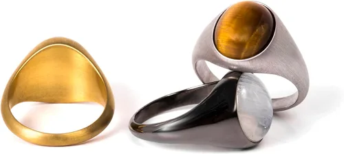 Miniatura 6 de Anillo de sello de amatista ovalada, anillo de amatista dorada, Oro, Amatista