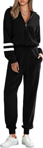 Miniatura 106 de PRETTYGARDEN Conjunto de suéter de 2 piezas para mujer, sudadera con cremallera, pantalones deportivos, ropa casual