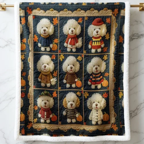 Miniatura 33 de Autumn Teddy Dog Patchwork Sherpa Blanket Fall Cozy Throw Blanket Cute Puppy Quilt Style Warm Soft Blanket for Couch Sofa Bedroom Decor 50x60 Inches