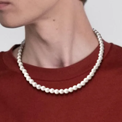 Miniatura 3 de Collar de perlas para hombre collar de perlas blancas para mujer collar redondo de perlas joyería de perlas Cuenta Cuenta