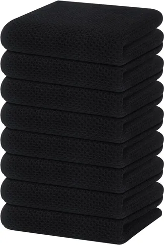 Miniatura 314 de Homaxy Paños de cocina de 100% algodón con tejido de gofre, ultra suaves, absorbentes, de secado rápido, 12 x 12 pulgadas, paquete de 6, amarillo