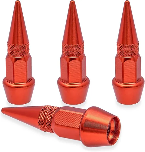 Miniatura 81 de 4 piezas de tapas de válvula de rueda con estilo púas, cubiertas universales de válvula de rueda de aleación de aluminio a prueba de polvo