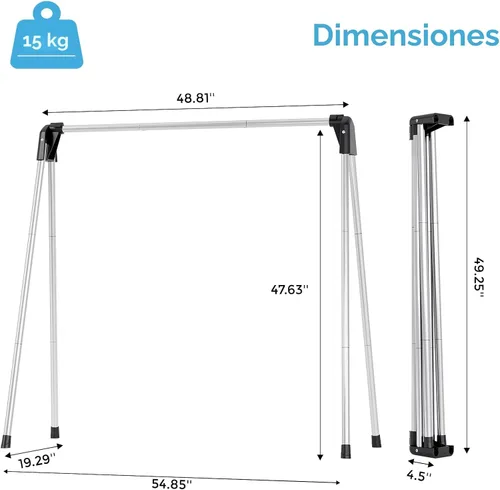 Miniatura 4 de APEXCHASER Tendedero plegable de acero inoxidable, plegable, colgador de ropa para suéter, ropa de bebé, toalla para interiores y exteriores