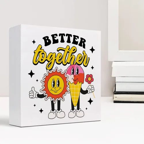 Miniatura 7 de Better Together - Cartel de madera de verano para el hogar, dormitorio, oficina, granja, estantería, decoración de escritorio de pared