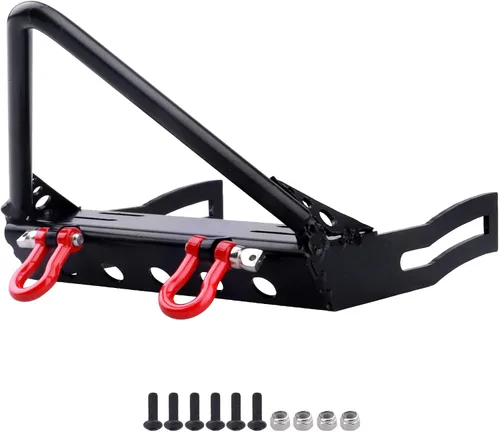 Miniatura 8 de Parachoques delantero de metal RC Crawler con grilletes de montaje de cabrestante para actualizaciones Axial SCX10 y SCX10 II Redcat Gen7 Gen 8