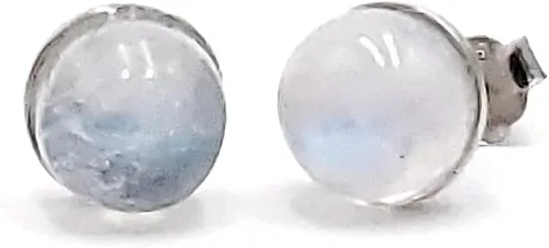 Miniatura 107 de Pendientes naturales de 0.236 in con chapado en oro blanco sobre plata de ley, bisel cabujón de piedras preciosas regalo de joyería para ella