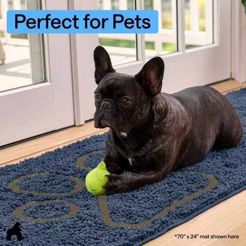 Miniatura 7 de GORILLA GRIP Soakstopper - Tapete ultra absorbente y antideslizante para las patas sucias de los perros, lavable a máquina, para cama y puerta