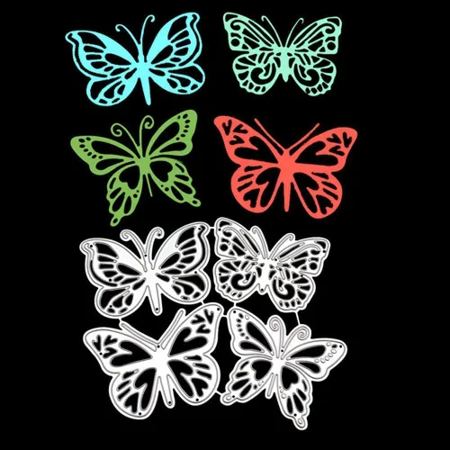 Miniatura 4 de ZECNG - 4 troqueles de corte de metal con diseño de mariposa para hacer tarjetas, herramientas de troqueles de mariposa de acero al carbono para #8