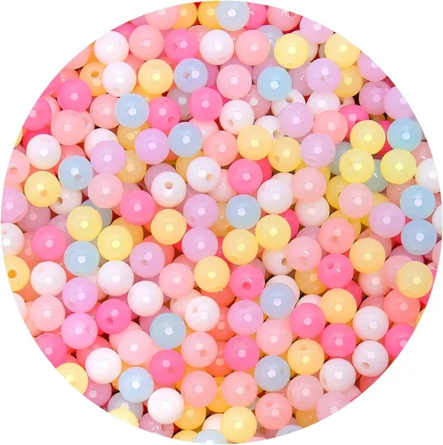 Miniatura 43 de BONNY BOXX 2000 piezas 4 mm cuentas redondas de acrílico de zafiro suave, bolas de plástico de chicle de burbujas, cuentas gruesas de bolas