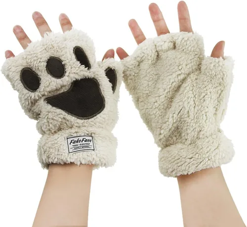 Miniatura 18 de FakeFace Lindos guantes de felpa de piel sintética sin dedos para niñas y mujeres
