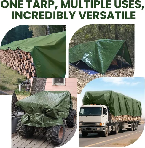 Miniatura 7 de lona impermeable duradera para cubierta, para camping, jardín, azul/verde militar, Verde