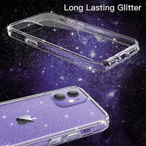 Miniatura 3 de JETech Funda con purpurina para iPhone 12/12 Pro, 6.1 pulgadas, a prueba de golpes, bonita funda brillante para mujeres y niñas (transparente)