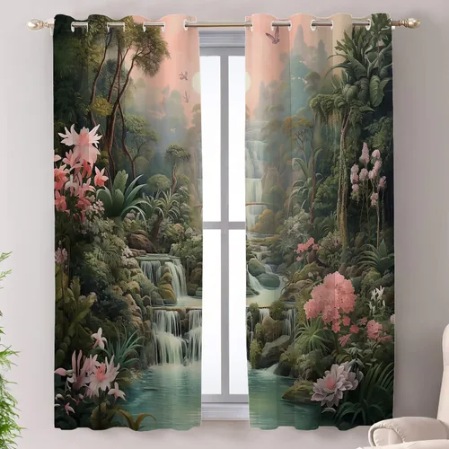 Miniatura 76 de Shrahala Abstract Pattern Geometric Blackout Window Curtains, Concentric Squares Thermal Insulated Curtains Grommet Long Drapes for Bedroom,Living